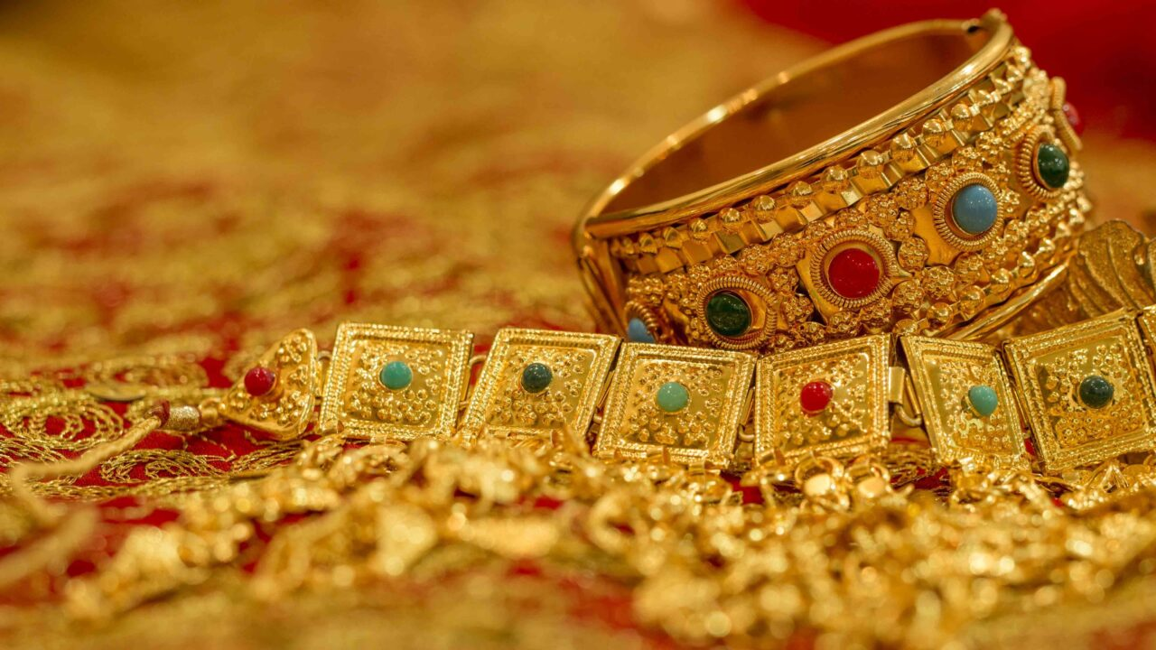 Traditional South Indian gold jewelry from Kerala