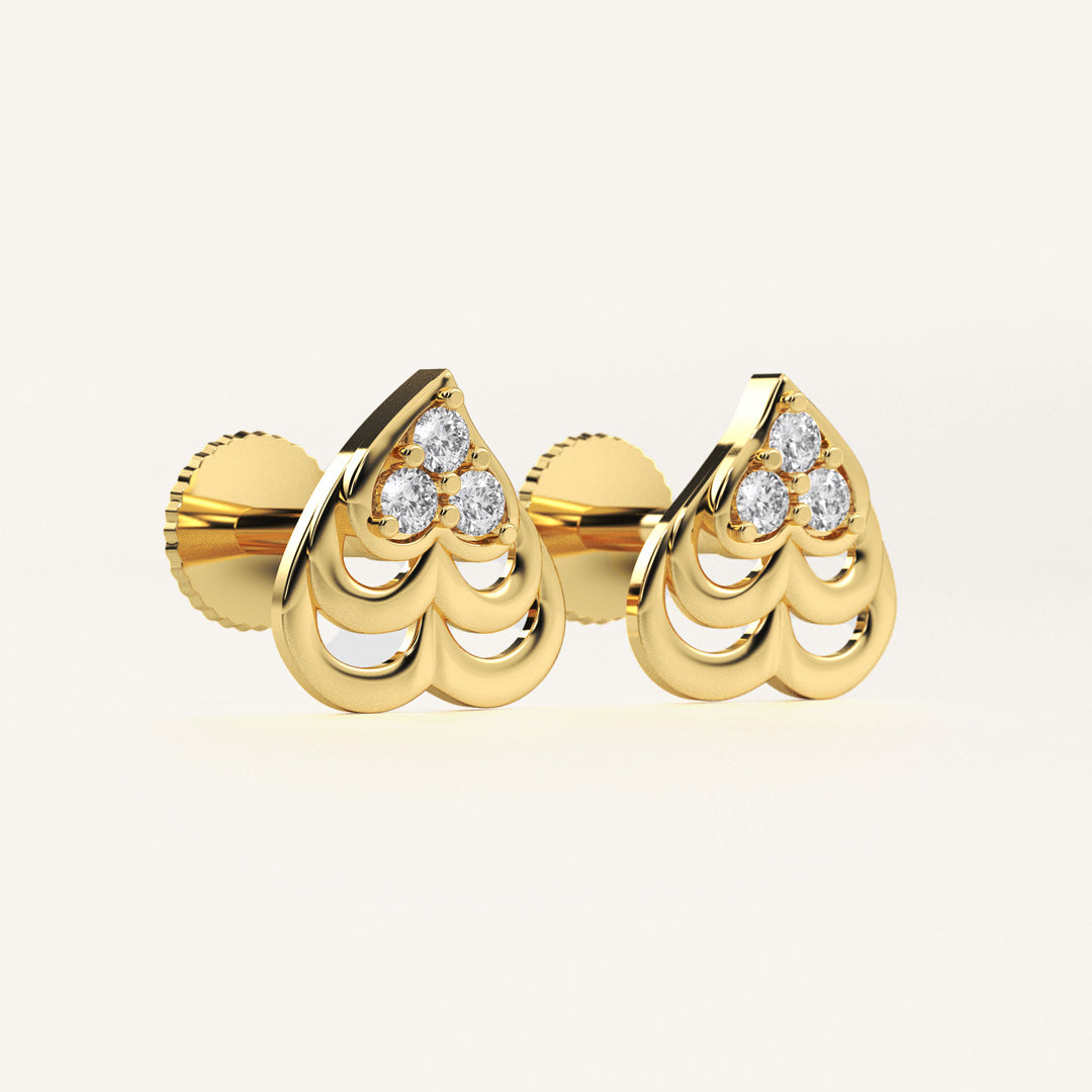 Elegant Teardrop Gold Diamond Earrings by Noura