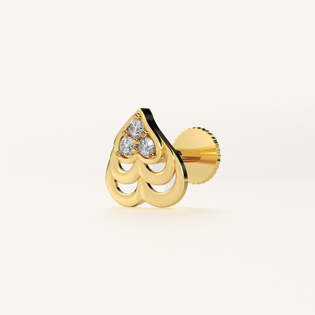 Teardrop Design Diamond Earrings in Yellow Gold