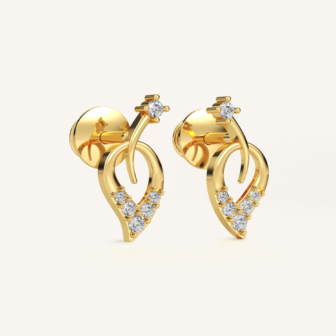 Gold Leaf Diamond Earrings in 18K by Noura