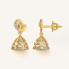 South Indian Heritage Gold Jimikki Earrings with Diamonds