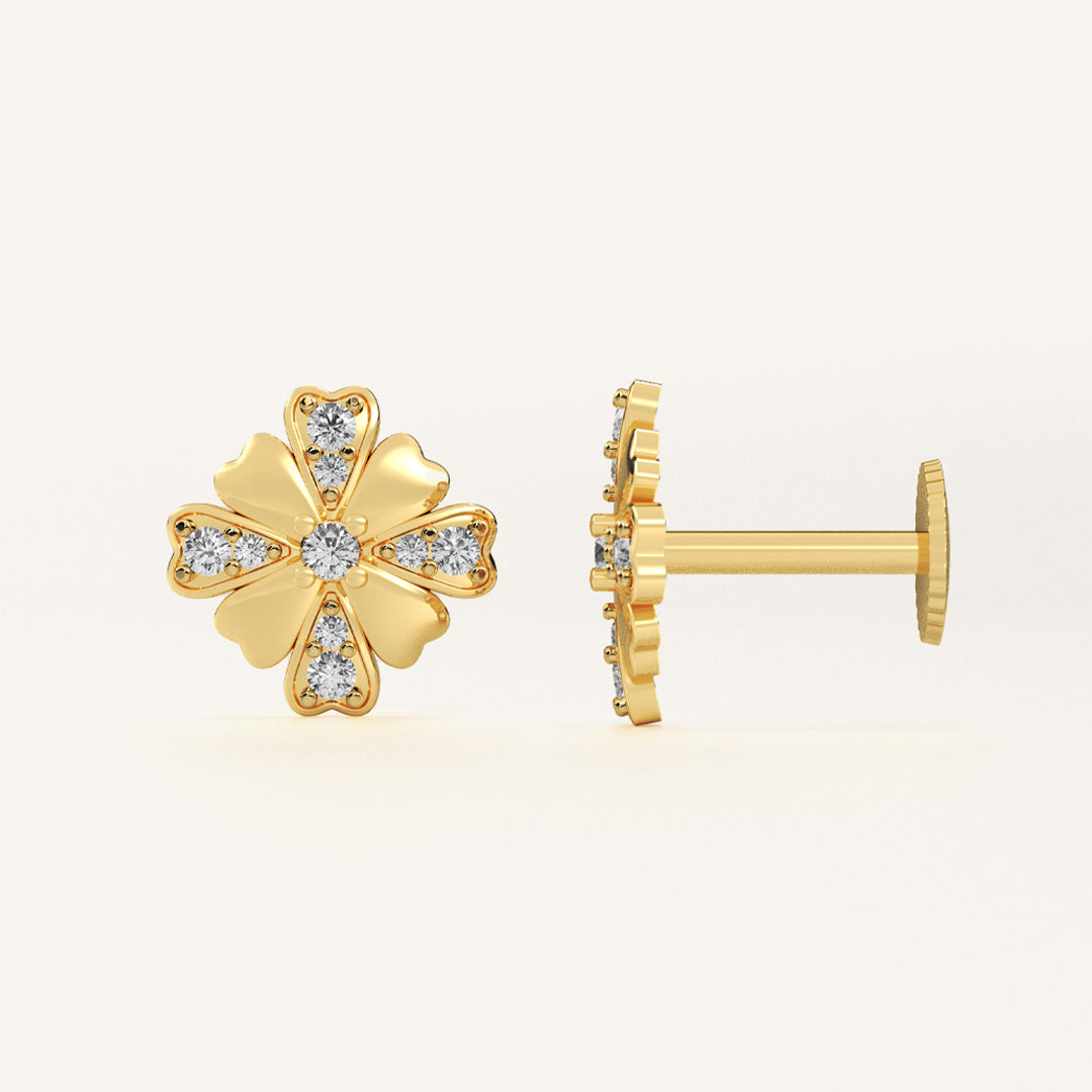 Elegant Gold Floral Earrings Featuring Colored Stones