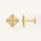 Elegant Gold Floral Earrings Featuring Colored Stones