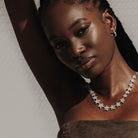 KARP Lyra Necklace with star-shaped clusters of round and trilliant-cut diamonds in 18K white gold