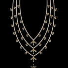 Modi Pearls Chaandrika Set featuring three cascading layers of AAA++ grade round freshwater pearls, adorned with delicate drops and paired with matching earrings.