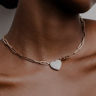 KARP Elysian Necklace in 18K rose gold with pavé diamond heart pendant, featuring 139 round-cut diamonds totaling 0.99 carats.