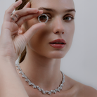 Floral-inspired diamond necklace by KARP, featuring 91 marquise and 29 trilliant-cut diamonds in 18K white gold