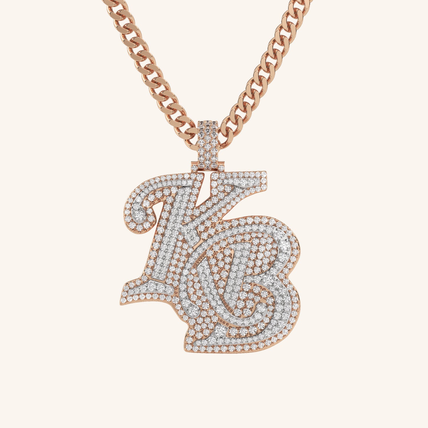 Gold Haven custom diamond initial pendant in 10K gold with 5 carats of diamonds
