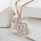 Personalized letter pendant with natural diamonds in bold hip-hop style
