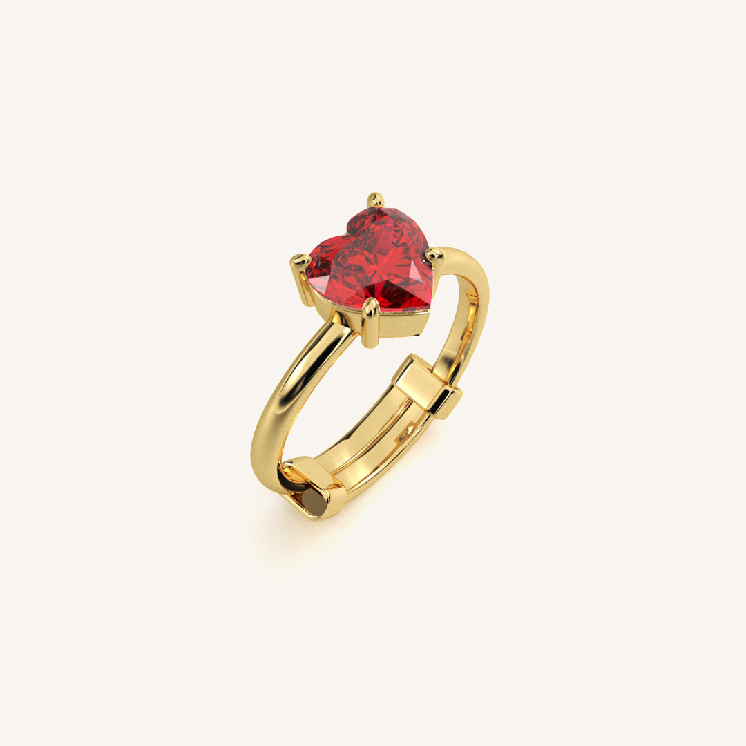 Noura 22K Gold Heart-Shaped Ruby Ring