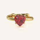 Romantic Gold Ring with Heart-Shaped Ruby Stone