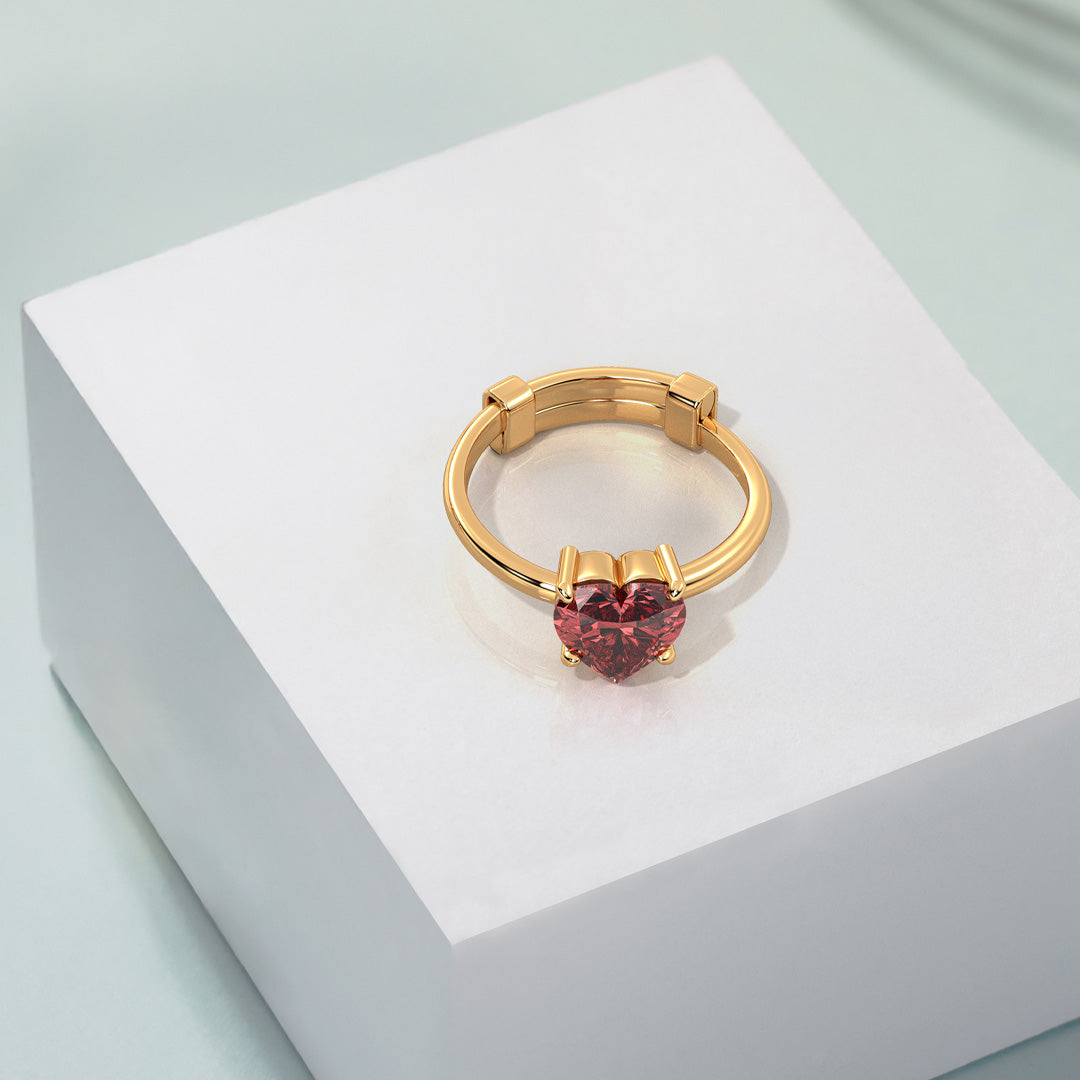 Elegant Ruby Heart Ring in 22K Gold by Noura
