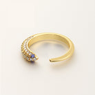 14K gold serpent ring with VS clarity diamonds and gemstone eye