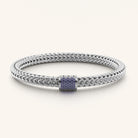 GH Woven Link Silver Bracelet with gemstone clasp – elegant .925 silver design