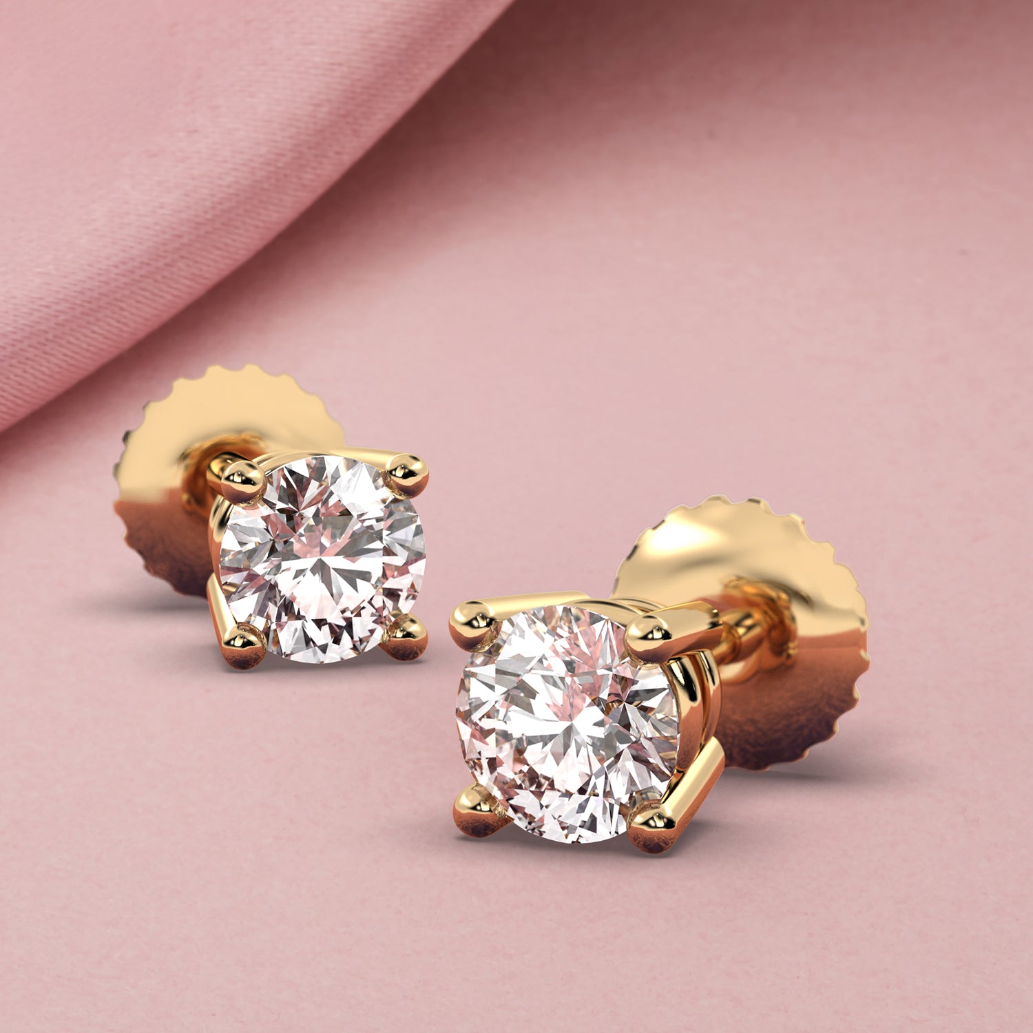 14K gold diamond studs with brilliant-cut diamonds – timeless screwback earrings