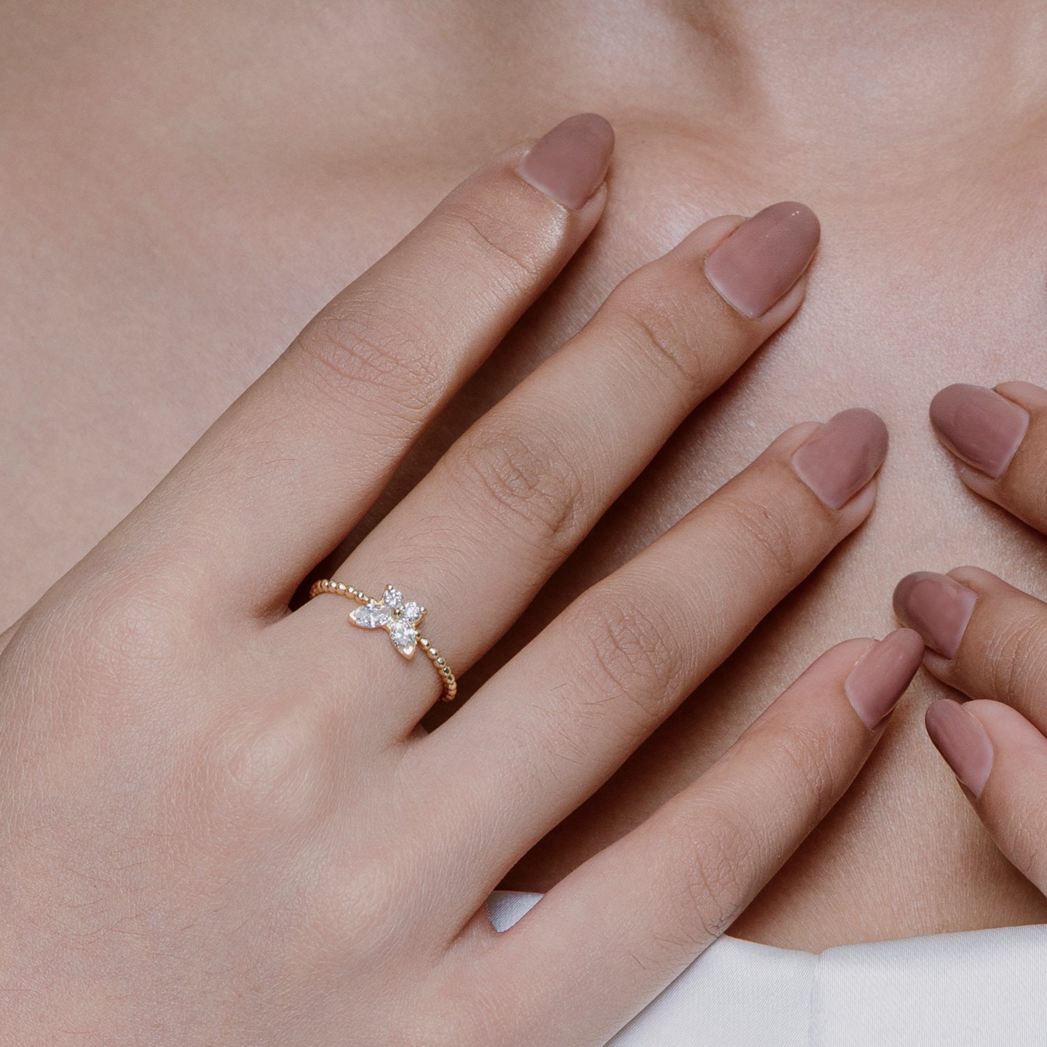 Diamond butterfly ring symbolizing transformation and elegance