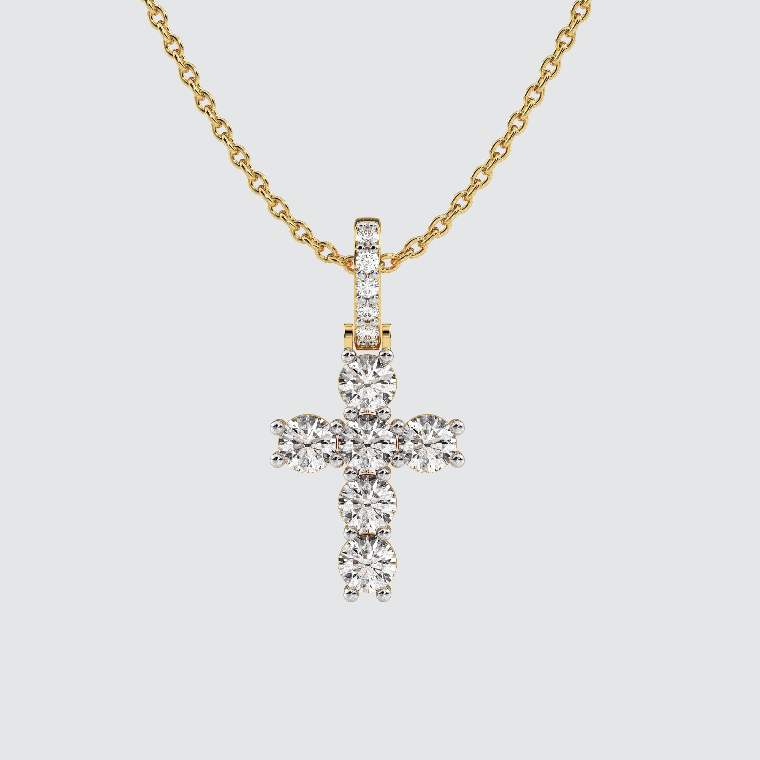 Gold Haven 14K rose gold diamond cross pendant with GIA-certified diamonds