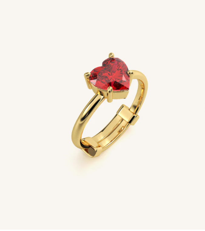 The Eternal Flame: The Story of Rubies and the Noura Gold Elegant Heart-Shaped Ruby Ring