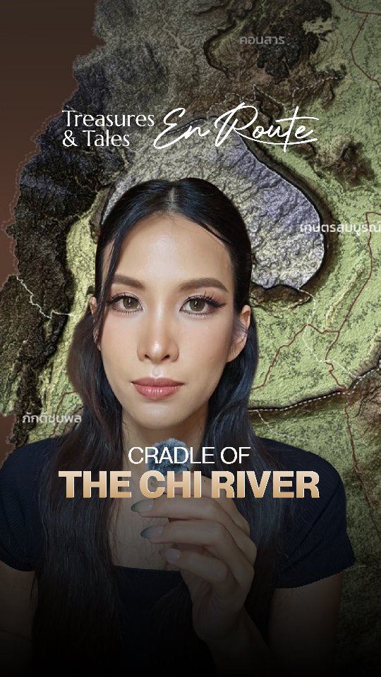Treasures & Tales En Route: Cradle of the Chi River — Jan Montri against a relief map of Nong Bua Daeng, Chaiyaphum
