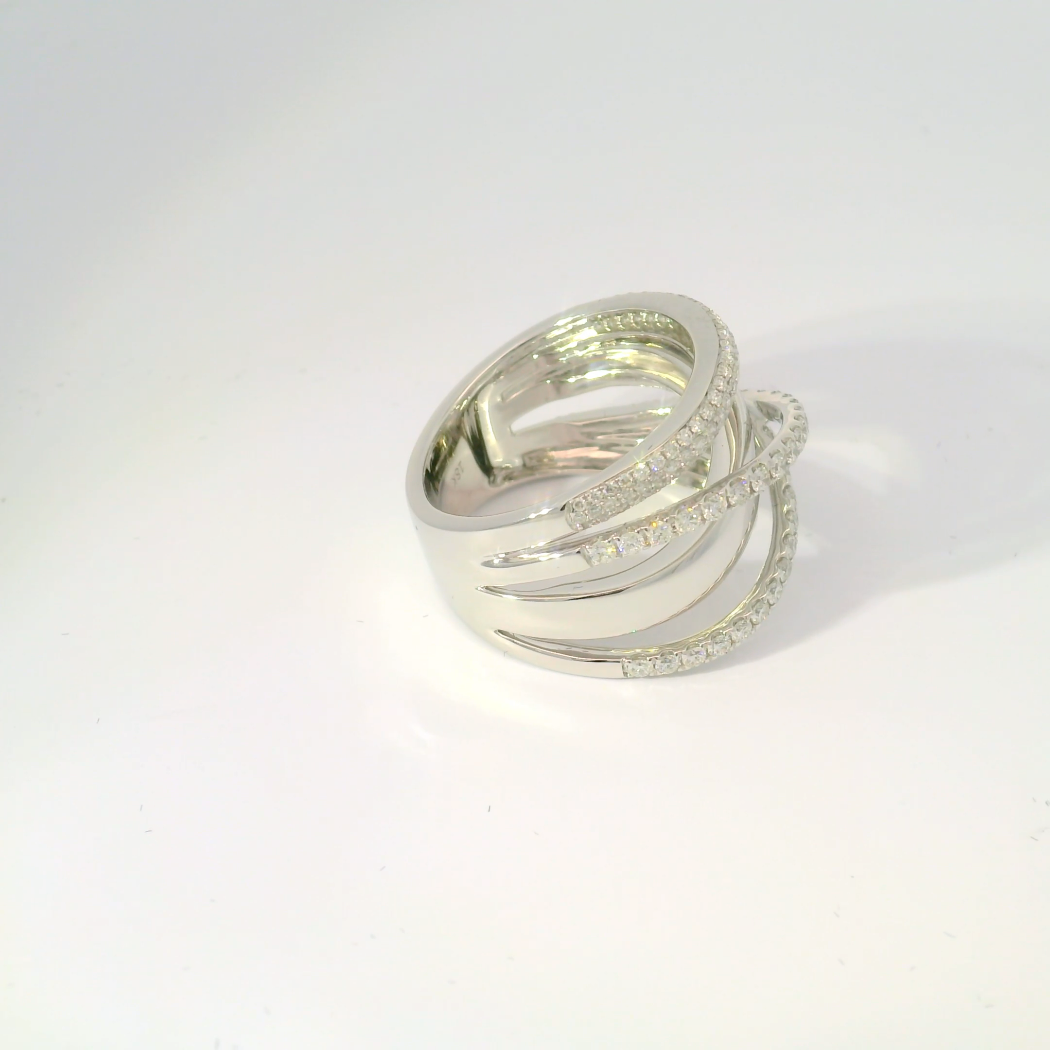 Radiant 18K White Gold Rivière Ring – Diamond Jewelry by KARP
