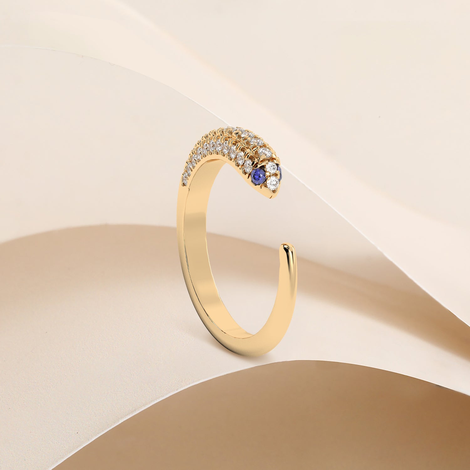 ◆STONEHENgE◆ 14K Gold Ring SA25A27S SAG-25A27S-R4R0011 Timeless 14K Gold Serpent Ring with Dazzling Diamonds